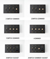 Interrupteur à tirette mural personnalisé standard américain doré noir rétro bronze SS 4 plaques 30 jours laiton moleté à bascule bricolage 110V prise gradateur