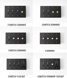 Customized US Standard Wall Pull Switch Golden Black Retro Bronze SS 4 Plate 30 Days Brass Knulred Toggle DIY 110V Socket Dimmer