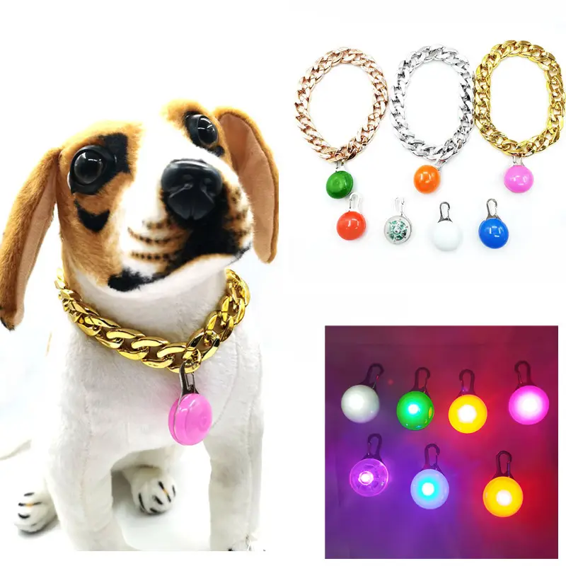 SC 도매 LED 개 목걸이 빛나는 어두운 플래시 애완 동물 목걸이 다채로운 펜던트 개 목걸이 개