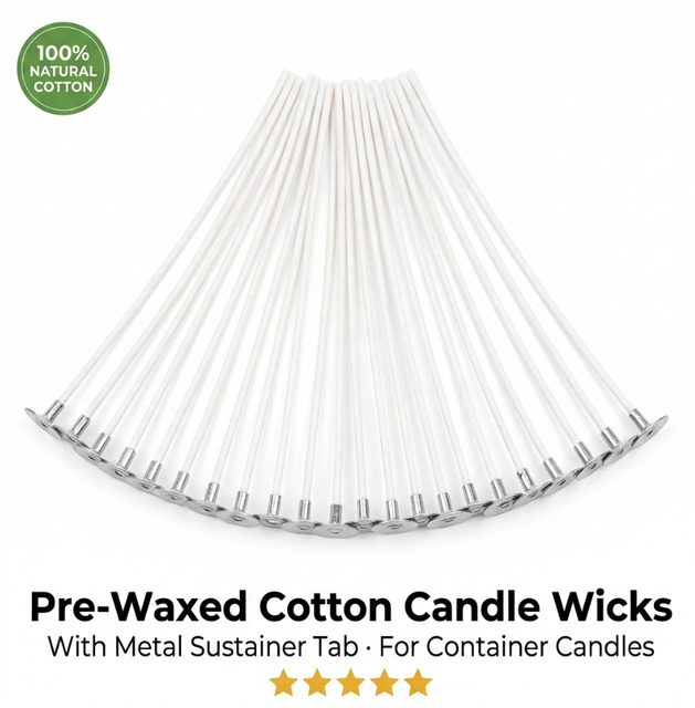 Pre-Waxed Cotton Candle Wicks Metal Sustainer Tab Non-Toxic 100% Natural Smokeless Eco-Friendly Soy Wax Container Votive Candle
