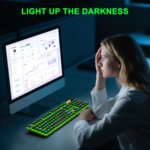 Lớn In RGB Backlit Bàn Phím 7-Màu USB Máy Tính Bàn Phím Quá Khổ Retro Vòng Chữ Phím Keycaps Bàn Phím Có Dây - Product Image 5