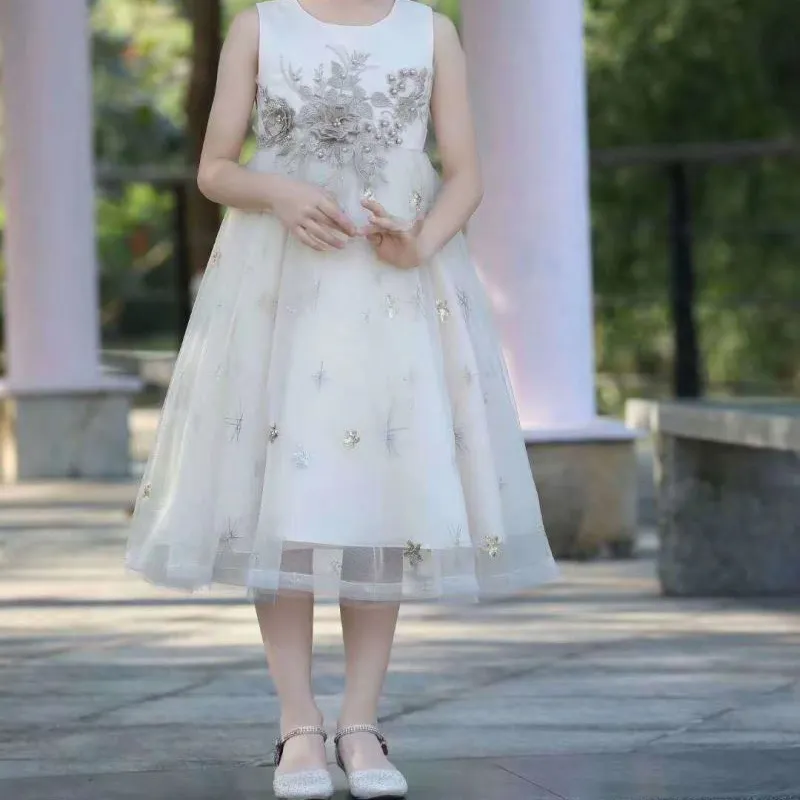 Vestido de festa para meninas, vestido longo com flores para casamento de 10 a 12 anos