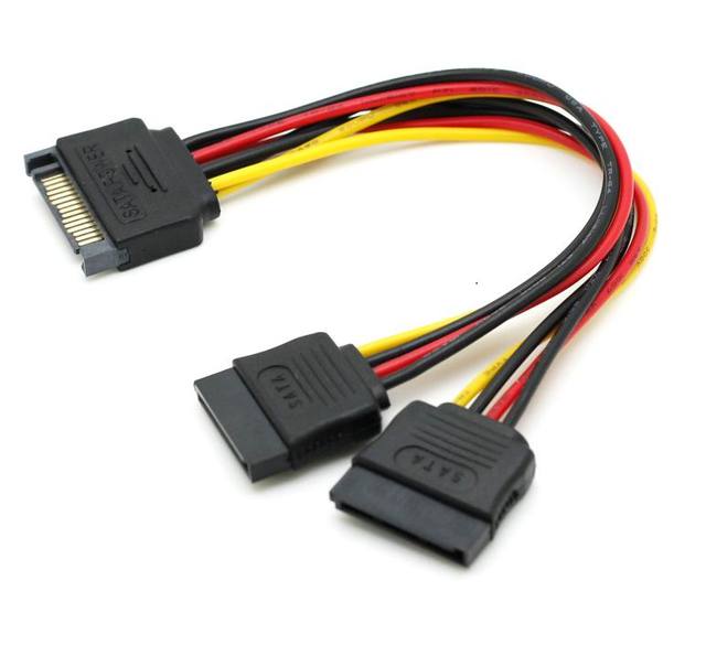 OEM SATA 15Pin Male to 2 SATA 15 Pin Female 15Pin Power HDD Y Splitter Connector Cable