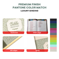 Service d'impression personnalisée de livres chrétiens avec bord doré, couverture en cuir PU au design unique, vente en gros