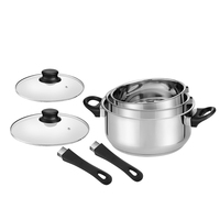 Ensemble de casseroles et poêles en acier inoxydable, casserole, casserole à lait avec couvercle en verre, poignée robuste et confortable
