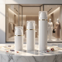 Bouteilles à pompe sans air en plastique PP avec décoration anneau doré 15ML 30ML 50ML