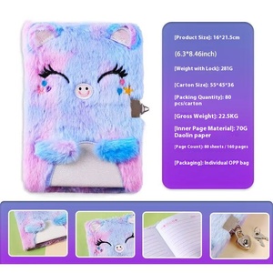 Quaderno in peluche a forma di gatto, coniglio o <span class=keywords><strong>volpe</strong></span> per ragazze, con ciondolo Kawaii, agenda giornaliera, diario, blocco note, articoli di cancelleria - Product Image 3