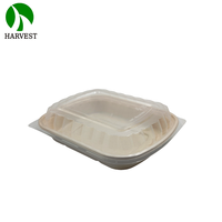 Boîte à lunch jetable en canne à sucre compostable pour restaurant avec couvercle, certifiée BPI, conteneur pour repas à emporter
