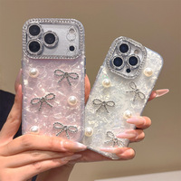 Casing HP iPhone 17 Pro Max Mewah Berhias Mutiara dan Rhinestone dengan Desain Pelindung Kamera, Cocok untuk Wanita, untuk iPhone 16 15 14