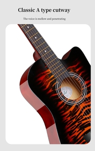Chitarra Acustica da 40 Pollici di Alta Qualità in Okume e Tiglio con 6 Corde in Rame e Design Leopardato per Principianti Adulti e Bambini - Product Image 5