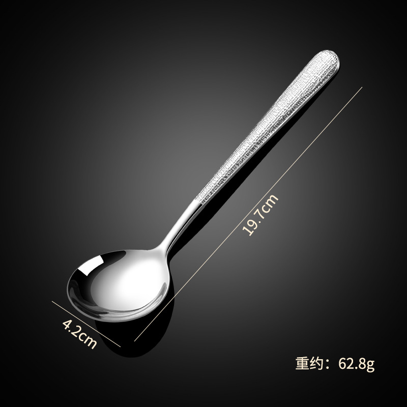 Cuchara redonda para comida principal con patrón de diamante de acero 304