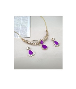 Ensemble collier ras-de-cou et boucles d'oreilles pendantes en laiton, motif goutte d'eau, élégant pour les soirées, bijoux pour femmes et jeunes filles - Product Image 1