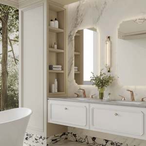 Cuisine moderne européenne modulaire, armoires en panneaux de mélamine HPL/HPDL, portes en acrylique imitation marbre, personnalisable, utilisation en villa ou en appartement 1 - Product Image 2