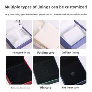 Boîte à bijoux rectangulaire en similicuir, motif uni, personnalisation du logo, ensemble d'emballage <span class=keywords><strong>de</strong></span> bijoux en trois parties doré pour bagues - Product Image 3