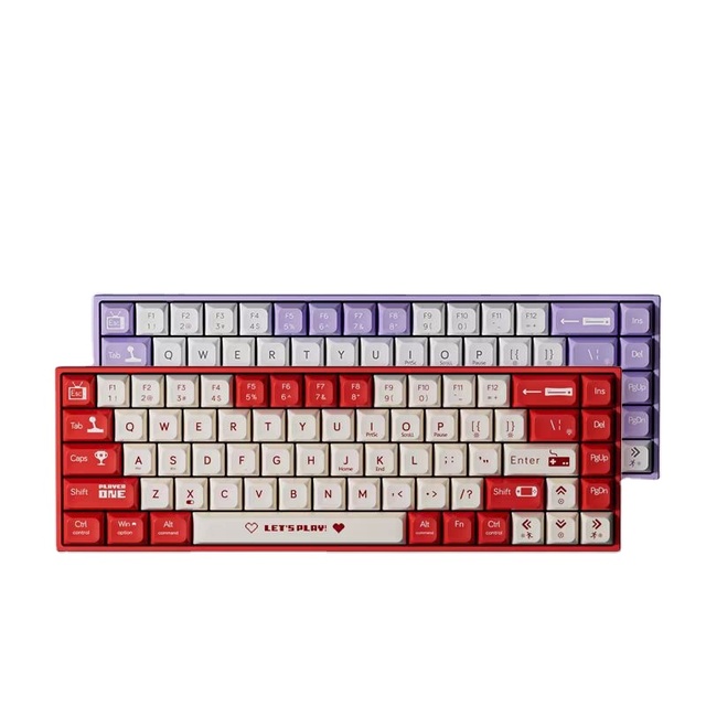 Gaming Mechanical Keyboard Hot-Swappable Dual-Mode Brown/Red Switch 68-Key Desktop PS/2 Interface Mixed Light Backlight ABS