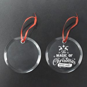 Cheap clear Blank <b>Crystal</b> Glass K9 Round Christmas <b>Tree</b> Ornaments Decoration Custom logo Laser Engraving Ornaments for Gifts - Product Image 3