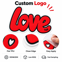 Patch personnalisé en TPU plat, transfert thermique, motif cœur d'amour, pour sweat-shirt, veste, vêtements de sport, étiquette en TPU, accessoires vestimentaires
