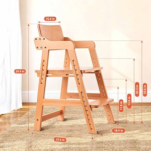Chaises hautes pour bébé en bois écologiques 3-en-1 - Multifonctionnelles, hauteur réglable, pour la salle à manger et l'extérieur - Product Image 4