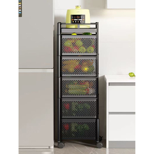 Metal Household Kitchen Organizer <strong>Storage</strong> Rack with Rotating Moving Stand for Fruit <strong>Vegetable</strong> <strong>Storage</strong> - Product Image 5