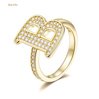 Bague personnalisée pour homme en argent sterling 925 plaqué, sertie de moissanite VVS, motif lettre alphabet, style rappeur