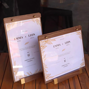 Walnut gỗ dọc Bảng thẻ Menu hiển thị đứng rắn gỗ Giá giữ dấu tùy chỉnh Bảng gỗ lều cho Máy tính để bàn - Product Image 4