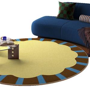 Tapis de sol rond en velours cristal pour enfants, motif géométrique abstrait, usage domestique, tapis de ramper résistant à l'usure, House Coco 02 - Product Image 3
