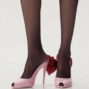 <b>Large</b> Size 45 3D Flower Women Peep Toe Summer Outdoor Silk Stiletto Shoes High Slim Heels Wide Fit <b>Slides</b> - Product Image 1