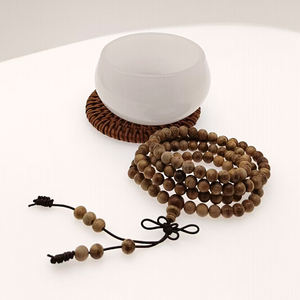 Pulseira de Contas de Oração Budista Vintage Malinau de Agarwood Selvagem 108 Contas Presente - Product Image 3