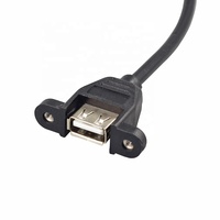 Dudukan Panel USB tipe B Pria, dudukan Panel USB tipe B pria ke Tipe A Wanita dengan kunci sekrup casing komputer kabel ekstensi pemasangan