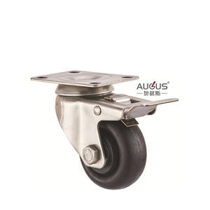 HQ & 低噪音高度中型脚轮固定聚布纶不锈钢304脚轮 - Product Image 4