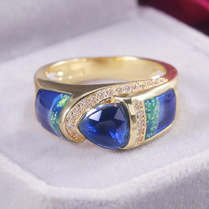 Anello dal Design Vintage di Colore Blu, Anello Classico da Dito per Donne - Product Image 3