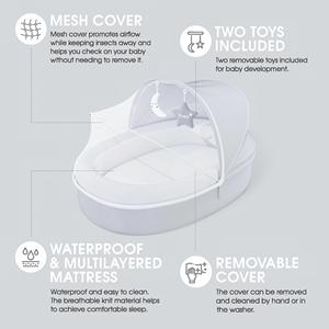 Nid de bébé portable avec auvent et jouets suspendus, lit de sommeil respirant pour nourrisson, berceau pliable pour nouveau-né - Product Image 4