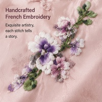 Chemisier pour femme en soie de mûrier scintillante double couche, broderie tambour française faite à la main, style oriental