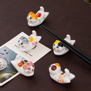 <span class=keywords><strong>Porte</strong></span>-baguettes en céramique Lande, animal de compagnie en forme de fleur de style japonais, <span class=keywords><strong>chat</strong></span> qui court, décoration de voiture artisanale mignonne - Product Image 4