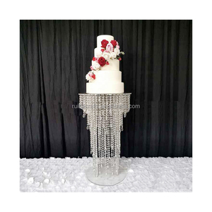 Table de gâteau de mariage de luxe moderne avec <span class=keywords><strong>perles</strong></span> de cristal, or blanc, diamant, décoration de réception - Product Image 5