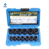 Kit d'outils universels HTL 14 pièces en acier à haute teneur en carbone pour extracteur de vis et écrous à chocs, prise de 3/8 pouces, garantie 12 mois