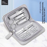 Ensemble de coupe-ongles portable de luxe en acier inoxydable 3 en 1, 10 pièces, boîte à outils de manucure et pédicure, emballage personnalisé avec logo