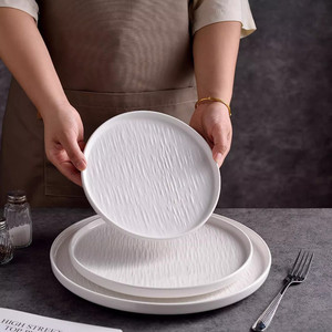 Assiette de service moderne en porcelaine blanche à rebord haut, compatible micro-ondes, pour steak, style <span class=keywords><strong>japonais</strong></span>, pour <span class=keywords><strong>restaurant</strong></span> - Product Image 6