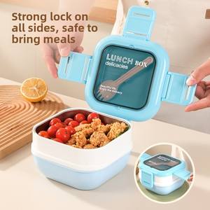 صندوق غداء معزول من الفولاذ المقاوم للصدأ 304 صالح للاستخدام في الميكروويف، حاوية طعام للموظفين مع خاصية الحفاظ على الطعام طازجاً للمكتب - Product Image 4