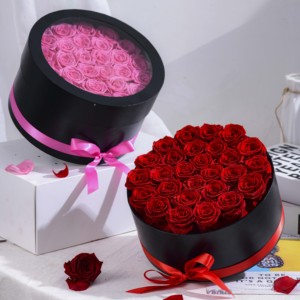 Produit neuf d'usine, 27 roses éternelles en forme ronde dans une boîte cadeau pour mariage, décoration de la maison, Noël, boîte à fleurs éternelles - Product Image 2