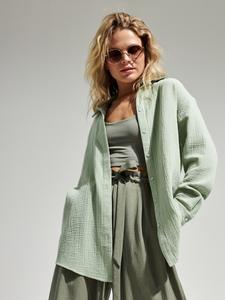 Camicia Casual 100% in crêpe di cotone di alta qualità primavera autunno 2024 donna a maniche lunghe - Product Image 4