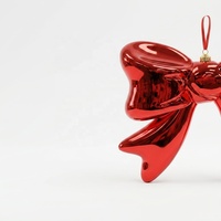 Ornement de Noël en plastique en forme de nœud de 40 cm |   Décoration suspendue en forme de nœud avec finition miroir rouge pour arbre et décorations de fêtes, fabriquée au Guangdong