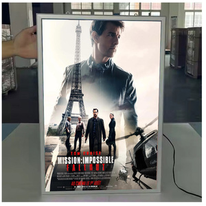 <span class=keywords><strong>Affiches</strong></span> de films 27 x 40 pouces, cadre en aluminium noir, boîte à lumière LED pour affichage publicitaire - Product Image 1