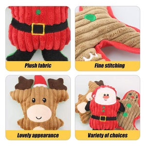 Pluche Interactief Piepend Speelgoed Kerstcadeau Inbegrepen Gember Man Rendier Kerstman 3 Stuks Set Hond Kerst Speelgoed - Product Image 2