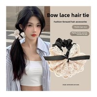 Edles Bowknot Haar gummi Double-Layer Lace Elastic Band Elegantes besticktes Retro-Design Sanftes Haars eil im koreanischen Stil für Kinder