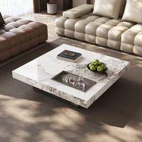 Table basse de luxe italienne, design moderne, en pierre frittée, pour bureau, salon, avec tiroirs