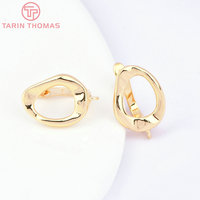 Fermoirs de boucles d'oreilles en laiton couleur or 24 carats de haute qualité, forme cercle irrégulier, symétriques, accessoires de fabrication de bijoux en gros
