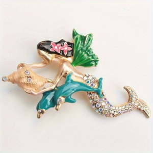 Broche de Sirena de Lujo Exquisito de Alta Gama, Hebilla para Pañuelo de Seda, Corsage de Moda Versátil, Accesorios de Delfín Animal - Product Image 5