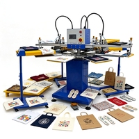 Impresora de serigrafía de 3 colores para imprimir camisetas, bolsas de papel, bolsos, máquina de impresión a tres colores sobre textiles.