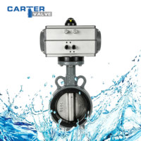 Vanne papillon pneumatique à siège souple et résiliente en fonte ductile WCB 304, type Wafer Lug, joint EPDM NBR, pour eau, gaz, CVC, PN16 ANSI150
